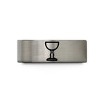 mens flat cut band – gray tungsten chalice wedding band
