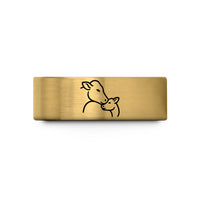 wedding band for couples – gold tungsten cow calf nuzzling wedding band