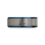 engraved tungsten ring him – black & blue & silver tungsten l sit rings wedding band