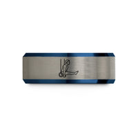 engraved tungsten ring him – black & blue & silver tungsten l sit rings wedding band