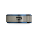 engaged man tungsten ring – black & blue & silver tungsten satellite wedding band