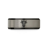 tungsten rings for him – black & gray tungsten dairy cow wedding band