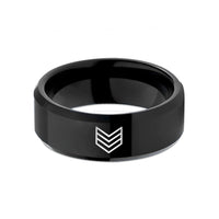 engraved rings for him – black tungsten chevron stripes wedding band