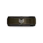 custom men’s tungsten bands – gunmetal & black tungsten chevron stripes wedding band