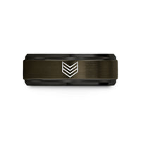 custom men’s tungsten bands – gunmetal & black tungsten chevron stripes wedding band