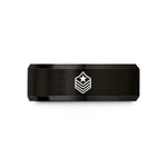 engraved rings for her – black tungsten major chevrons wedding band