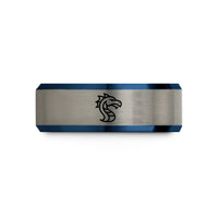 tungsten wedding band him – black & blue & gray tungsten leviathan wedding band