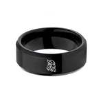 engraved ring for him – black tungsten odin wedding band