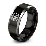 engraved men’s tungsten ring – black & gray tungsten pager ring