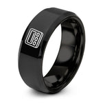 wedding band for couples – black tungsten pager ring