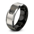Single Cylinder Engine – Tungsten Wedding Band, 8 mm, Silver, Black Comfort-Fit Men