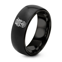 Men's Engraved Tungsten Ring – black tungsten single cylinder engine ring