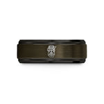 silver mens wedding ring – gunmetal & black tungsten single cylinder engine wedding band