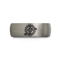 engraved rings for him – black & gray tungsten bike cog chain wedding band