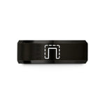 men’s personalized ring present – black tungsten boundary dashed line wedding band