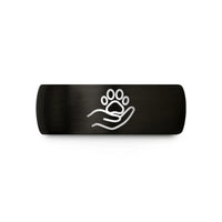 personalized rings for him – black & rose gold tungsten hand paw wedding band