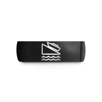 engraved rings for couples – black tungsten ramp waves wedding band