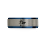 anniversary presents for him – black & blue & grey tungsten starfighter wedding band