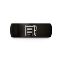 engraved rings for her – black tungsten legal pad pen wedding band