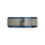 unique him wedding bands – black & blue & silver tungsten searchlight beam moon wedding band