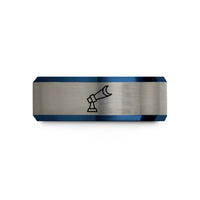 unique him wedding bands – black & blue & silver tungsten searchlight beam moon wedding band
