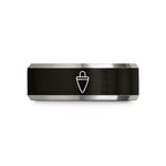 custom wedding bands him – black & silver tungsten wedge wedding band
