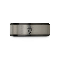 custom wedding bands him – black & silver tungsten wedge wedding band