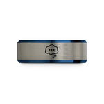 personalized rings for him – black & blue & gray tungsten thought cloud ellipsis wedding band