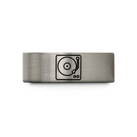 men’s simple wedding band – blue & gray tungsten turntable wedding band