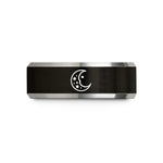 anniversary presents for him – black & grey tungsten waxing gibbous wedding band