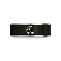 anniversary presents for him – black & grey tungsten waxing gibbous wedding band