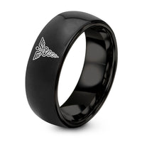 Mens Gifts for Birthday – black tungsten medical caduceus ring