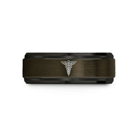 birthday present ideas him – gunmetal & black tungsten medical caduceus wedding band
