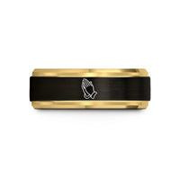 best presents for him – black & gold tungsten praying hands wedding band