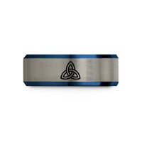 personalized presents for him – black & blue & grey tungsten triquetra wedding band
