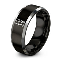 Mens Gifts for Birthday Unique – black & gray tungsten dado stack ring