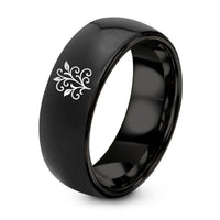 Mens Gifts for Birthday – black tungsten vine filigree ring