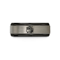 tungsten carbide ring him – black & gray tungsten air compressor wedding band
