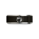 tungsten comfort fit ring – black & gray tungsten air compressor wedding band