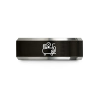 tungsten comfort fit ring – black & gray tungsten air compressor wedding band