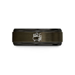 him tungsten wedding band – gunmetal & black tungsten air compressor wedding band