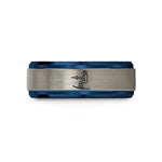 8 mm tungsten band – blue & grey tungsten water skier wedding band
