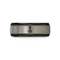 tungsten carbide promise ring – black & gray tungsten anchor bolt wedding band