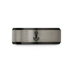 comfort fit tungsten ring – black & silver tungsten anchor bolt wedding band