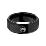 comfort fit wedding band – black tungsten bear print wedding band