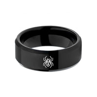 custom men’s band ring – black tungsten black widow spider wedding band
