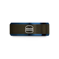 wedding bands for him – gunmetal & blue tungsten hamburger menu wedding band