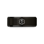 tungsten comfort fit ring – black tungsten paramedic star wedding band