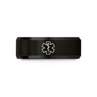 tungsten comfort fit ring – black tungsten paramedic star wedding band