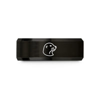 engraved rings for couples – black tungsten seal wedding band